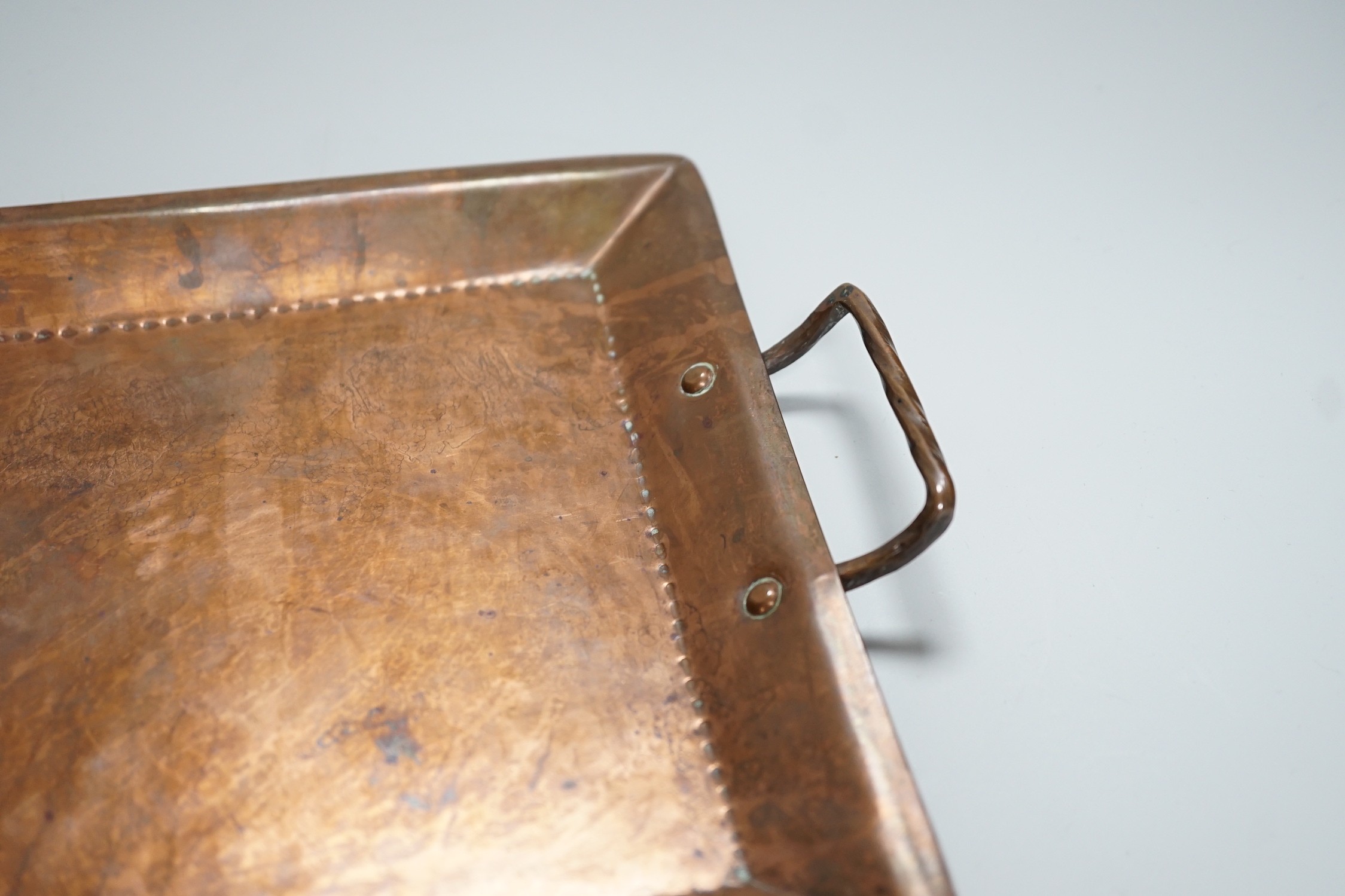 Newton School of Metalwork, Cambridge copper tray by Albert Prime, tutor, 29cm